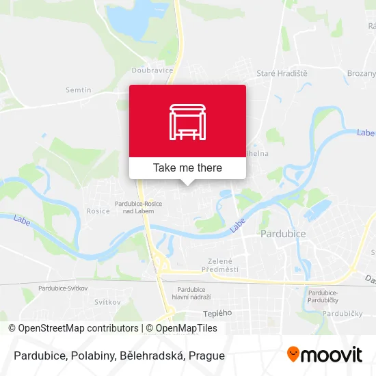 Карта Pardubice, Polabiny, Bělehradská