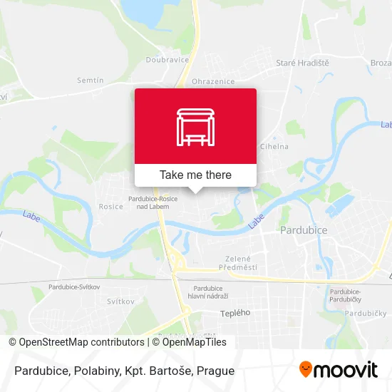 Карта Pardubice, Polabiny, Kpt. Bartoše