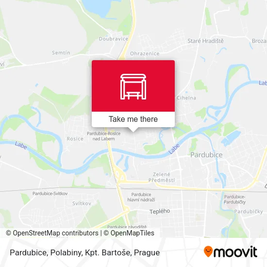 Карта Pardubice, Polabiny, Kpt. Bartoše