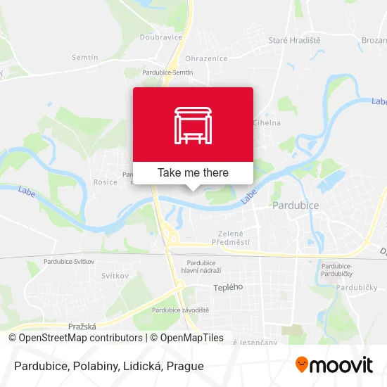 Карта Pardubice, Polabiny, Lidická