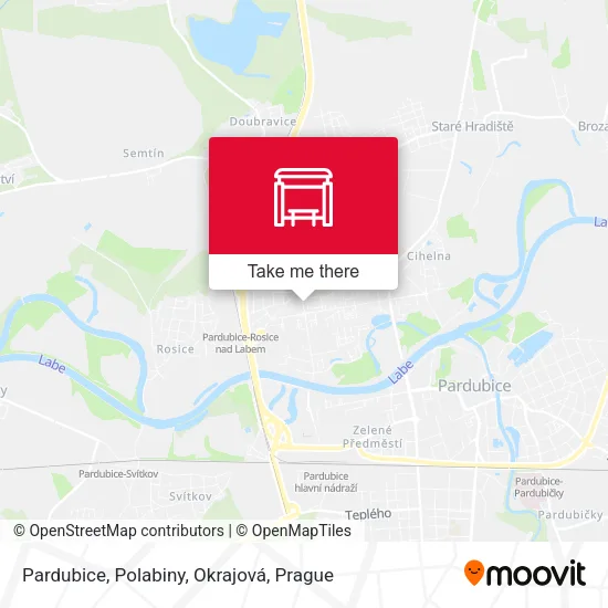 Карта Pardubice, Polabiny, Okrajová