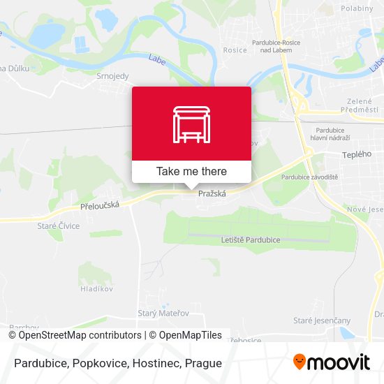 Карта Pardubice, Popkovice, Hostinec