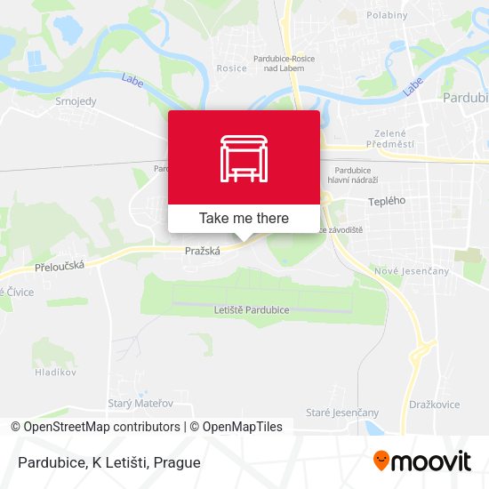 Карта Pardubice, K Letišti