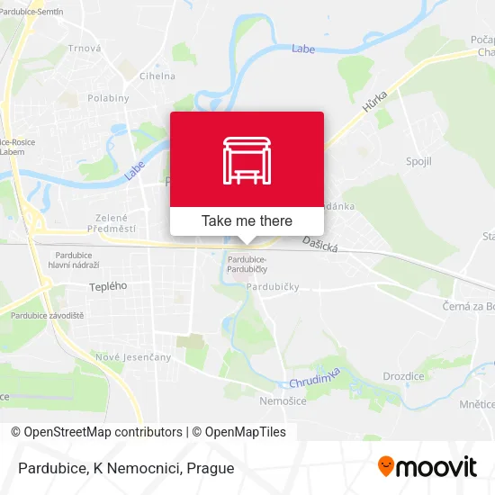 Карта Pardubice, K Nemocnici