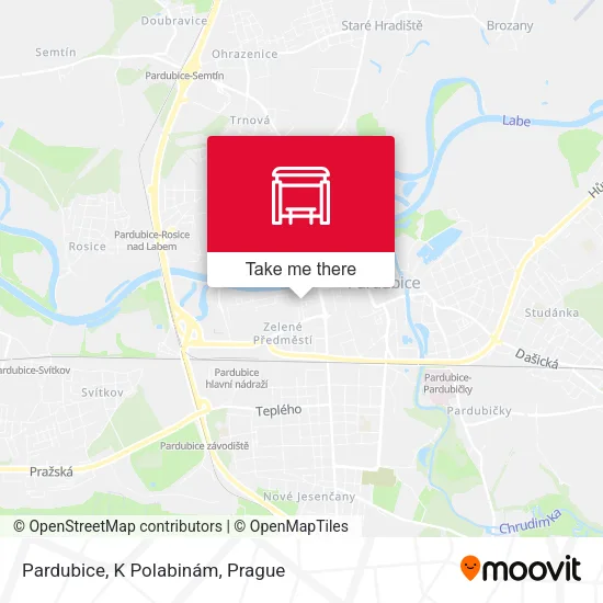 Карта Pardubice, K Polabinám