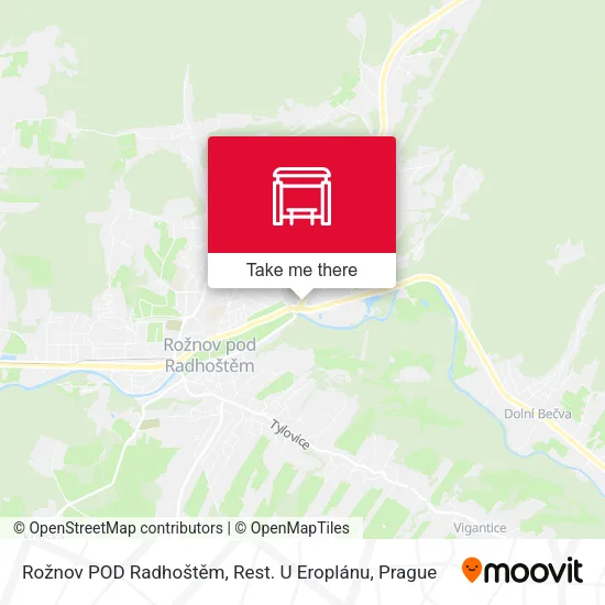 Карта Rožnov POD Radhoštěm, Rest. U Eroplánu