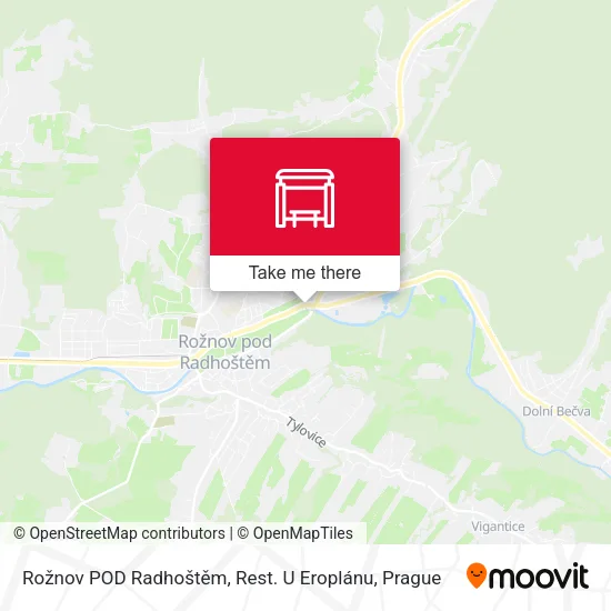 Карта Rožnov POD Radhoštěm, Rest. U Eroplánu