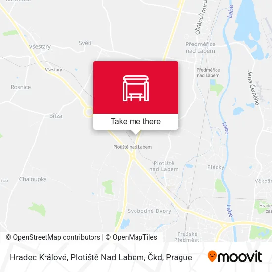 Карта Hradec Králové, Plotiště Nad Labem, Čkd