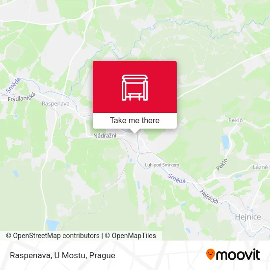 Карта Raspenava, U Mostu