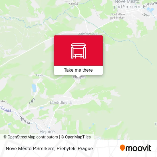 Карта Nové Město P.Smrkem, Přebytek