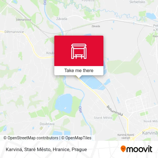 Карта Karviná, Staré Město, Hranice