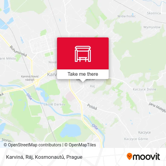 Карта Karviná, Ráj, Kosmonautů