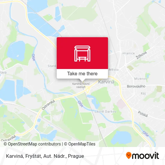 Карта Karviná, Fryštát, Aut. Nádr.