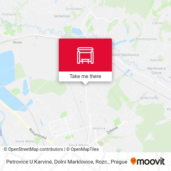 Карта Petrovice U Karviné, Dolní Marklovice, Rozc.