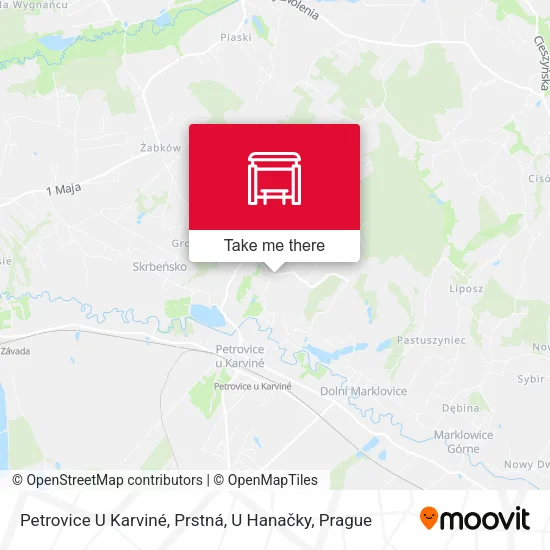 Карта Petrovice U Karviné, Prstná, U Hanačky