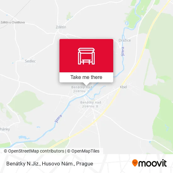 Карта Benátky N.Jiz., Husovo Nám.