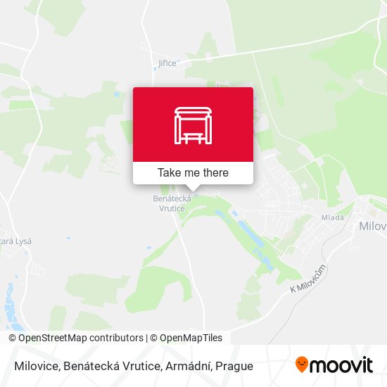 Milovice, Benátecká Vrutice, Armádní map