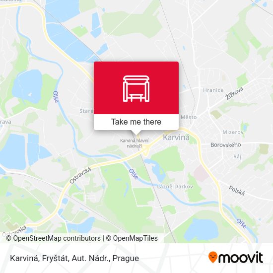 Карта Karviná, Fryštát, Aut. Nádr.