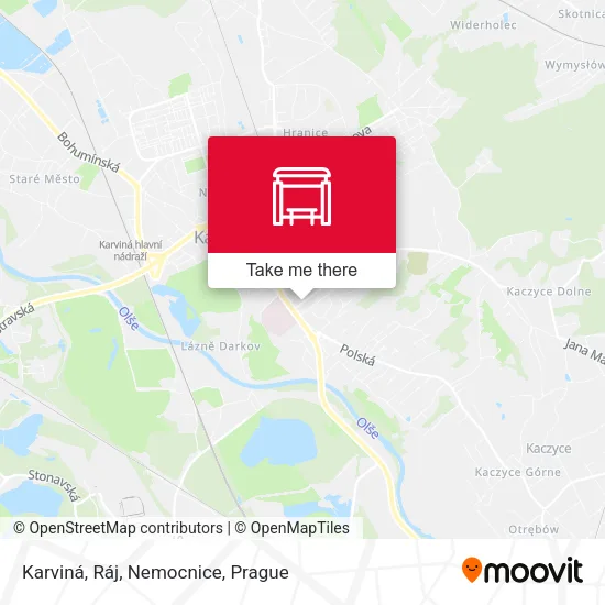 Карта Karviná, Ráj, Nemocnice