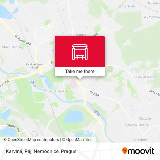 Карта Karviná, Ráj, Nemocnice