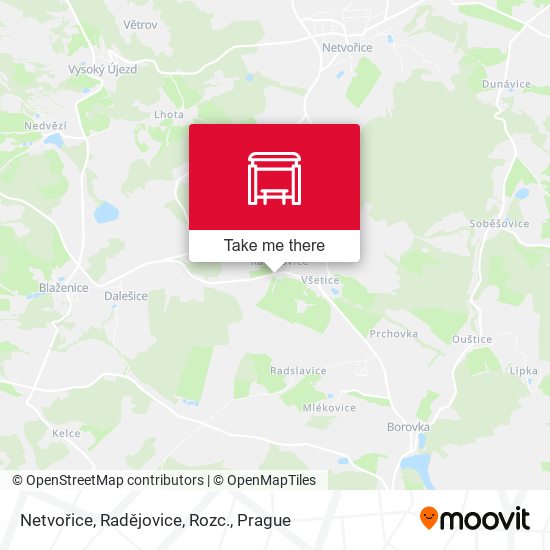Карта Netvořice, Radějovice, Rozc.