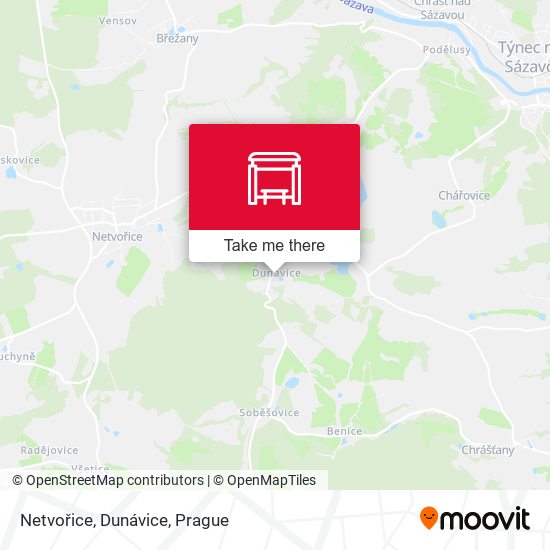 Netvořice, Dunávice map