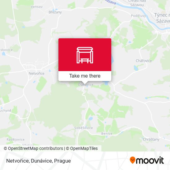 Netvořice, Dunávice map