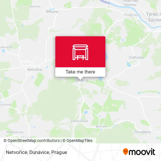Карта Netvořice, Dunávice