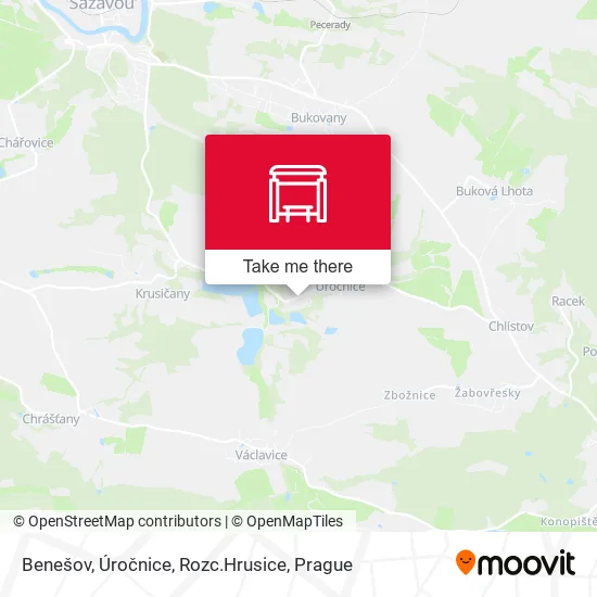 Карта Benešov, Úročnice, Rozc.Hrusice