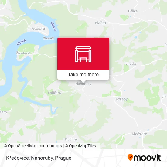 Карта Křečovice, Nahoruby