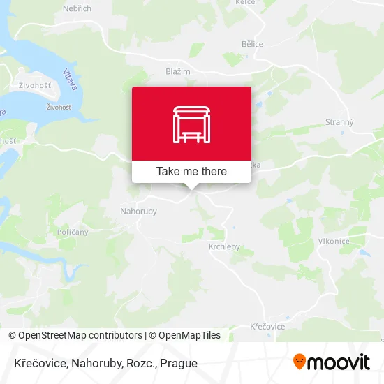 Карта Křečovice, Nahoruby, Rozc.