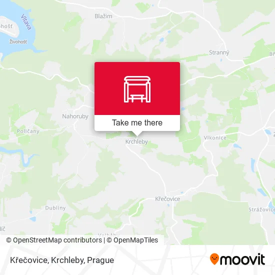 Карта Křečovice, Krchleby