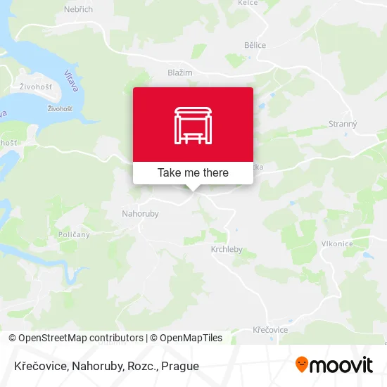Карта Křečovice, Nahoruby, Rozc.
