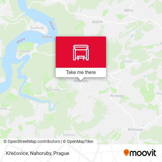 Křečovice, Nahoruby map