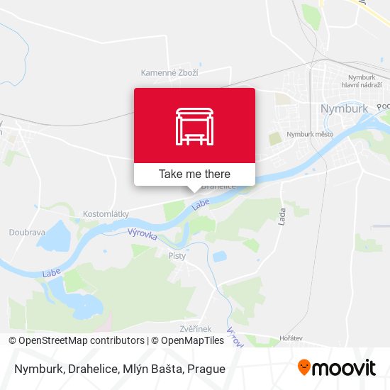 Nymburk, Drahelice, Mlýn Bašta map