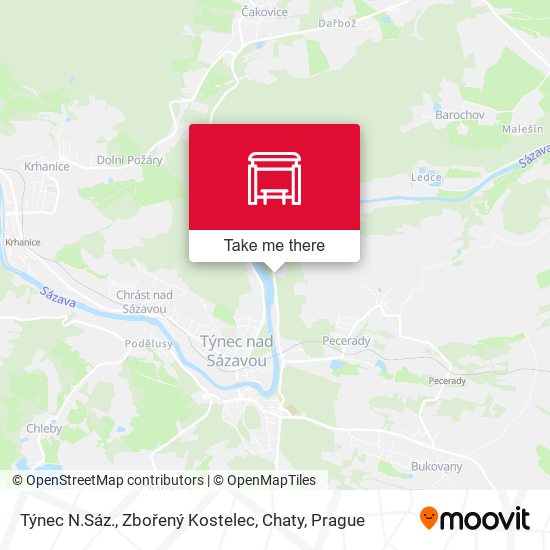 Týnec N.Sáz., Zbořený Kostelec, Chaty map