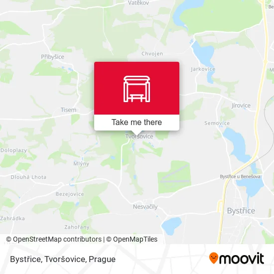 Карта Bystřice, Tvoršovice