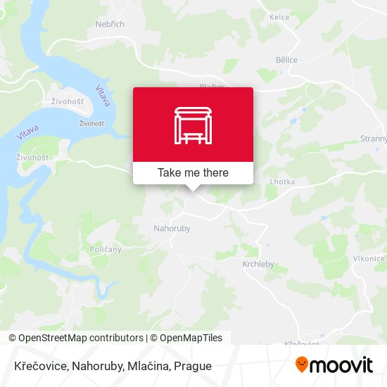 Křečovice, Nahoruby, Mlačina map