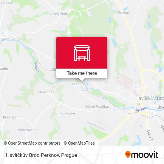Havlíčkův Brod-Perknov map