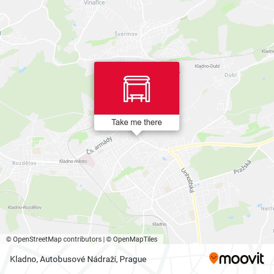 Карта Kladno, Autobusové Nádraží