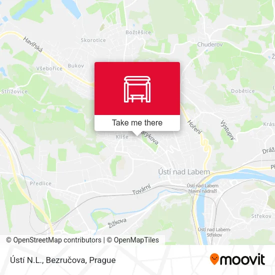 Карта Ústí N.L., Bezručova