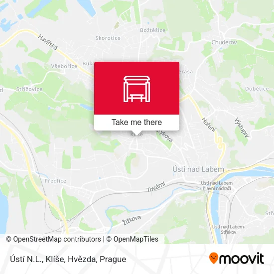 Карта Ústí N.L., Klíše, Hvězda