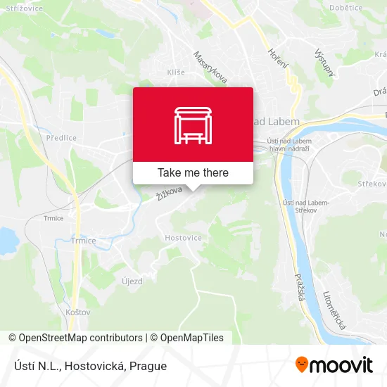 Карта Ústí N.L., Hostovická