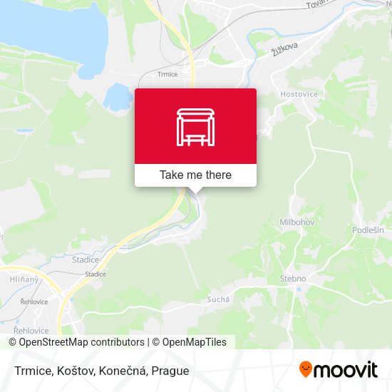 Карта Trmice, Koštov, Konečná