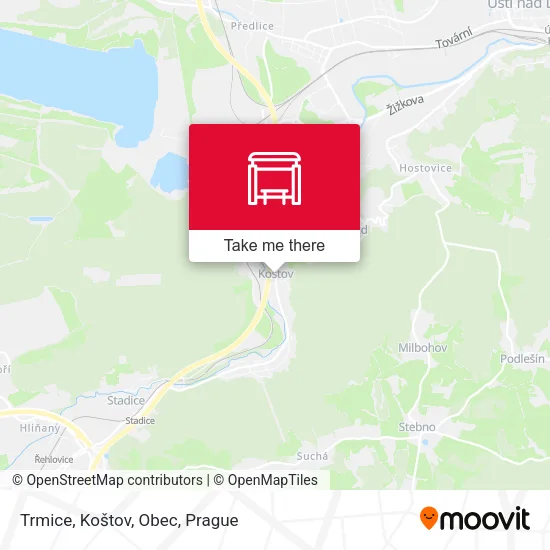 Карта Trmice, Koštov, Obec