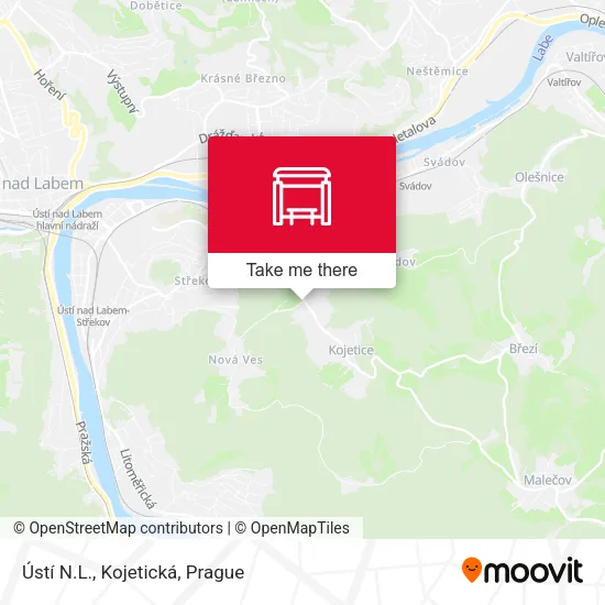 Карта Ústí N.L., Kojetická