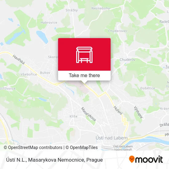 Карта Ústí N.L., Masarykova Nemocnice