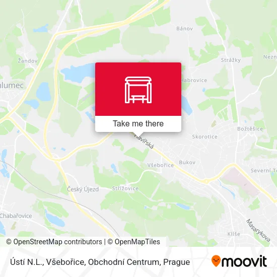 Карта Ústí N.L., Všebořice, Obchodní Centrum