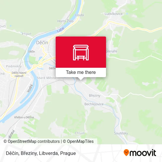Карта Děčín, Březiny, Libverda