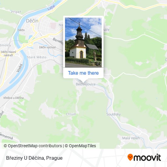 Březiny U Děčína map